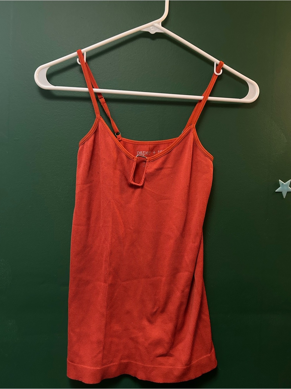 paper tee Orange Ribbed Spaghetti Strap Camisole